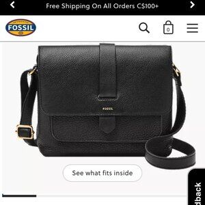 FOSSIL KINLEY BLACK LEATHER SMALL CROSSBODY BAG
